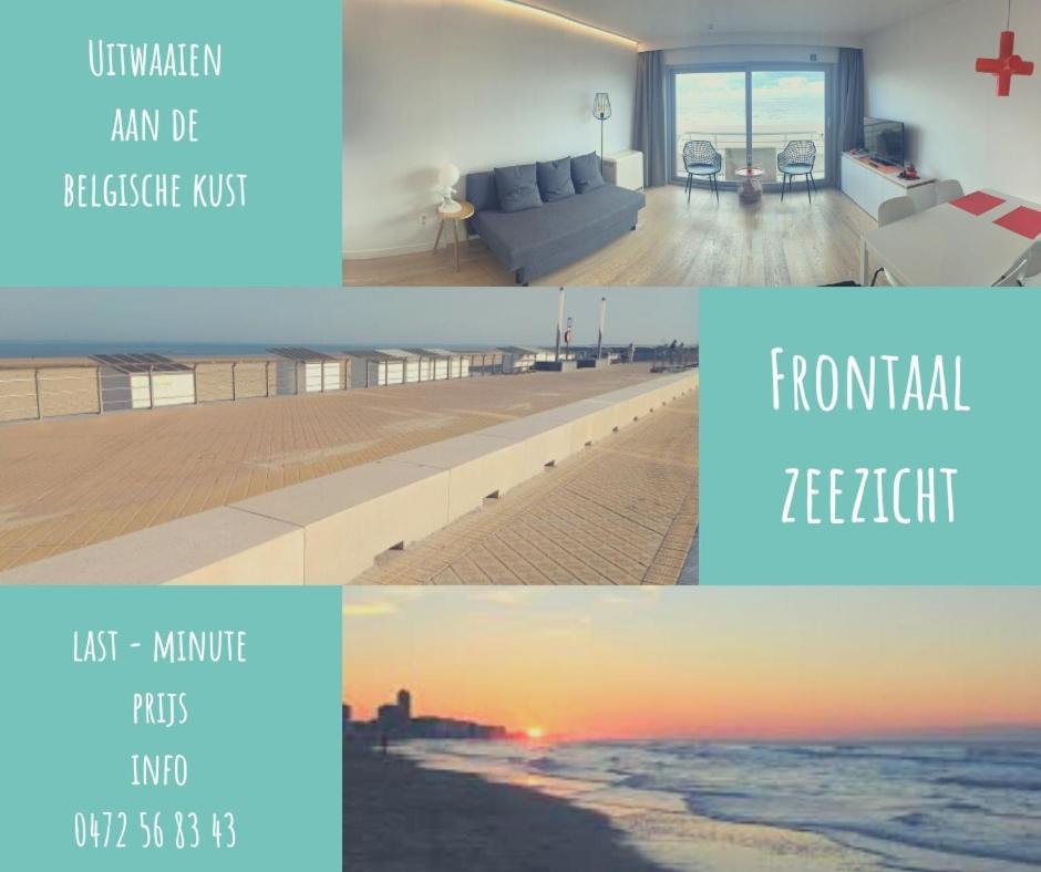 Studio Zwembad Met Frontaal Zeezicht Oostende Bagian luar foto